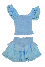 Load image into Gallery viewer, girls eyelet top + skirt set
