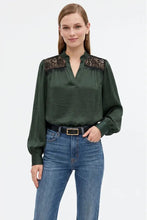 Load image into Gallery viewer, Lace Trim Long Sleeve Blouse
