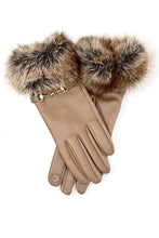 Load image into Gallery viewer, faux leather + fur gloves