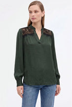 Load image into Gallery viewer, Lace Trim Long Sleeve Blouse