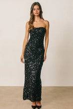 Load image into Gallery viewer, strapless sequin maxi dress
