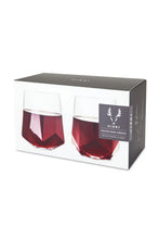 Load image into Gallery viewer, 2 faceted wine glasses