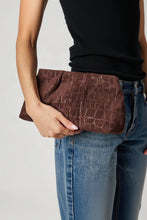 Load image into Gallery viewer, Embossed Croc Faux Suede Clutch