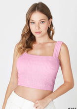Load image into Gallery viewer, shirred square neck crop top