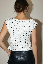 Load image into Gallery viewer, polka dot boat neck ruched top