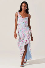 Load image into Gallery viewer, asymmetrical floral chiffon maxi dress