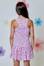 Load image into Gallery viewer, girls floral bow smock dress