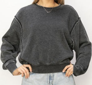 overstitch shoulder sweatshirt