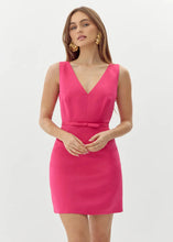 Load image into Gallery viewer, vneck satin fit and flare dress