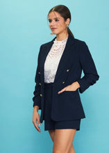 Load image into Gallery viewer, women button ruched sleeve blazer
