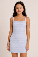 Load image into Gallery viewer, Girls knit open back lace dress