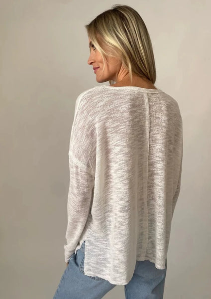 long sleeve vneck light knit top