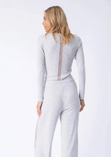 Load image into Gallery viewer, lace inset rib v long sleeve top
