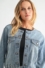 Load image into Gallery viewer, collarless denim jacket