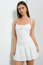 Load image into Gallery viewer, bow eyelet drop waist dress