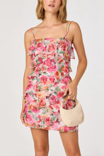 Load image into Gallery viewer, cascade ruffle floral mini dress