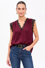 Load image into Gallery viewer, Lace Trim V Neck Sleeveless Blouse