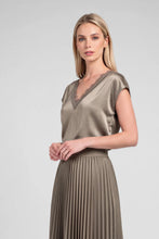 Load image into Gallery viewer, Lace Trim V Neck Cap Sleeve Blouse