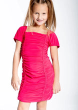 Load image into Gallery viewer, girls short sleeve ruched dress