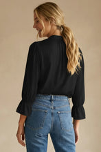 Load image into Gallery viewer, flared cuff v neck blouse