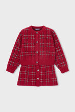 Load image into Gallery viewer, girls plaid cardigan + skirt knit set