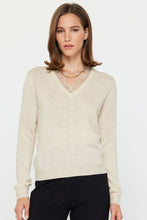 Load image into Gallery viewer, lace trim v neck sweater