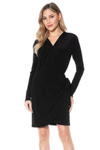 Load image into Gallery viewer, long sleeve faux wrap dress