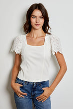 Load image into Gallery viewer, square rib eyelet sleeve tee