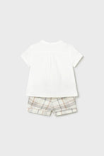 Load image into Gallery viewer, baby linen shirt + check short set