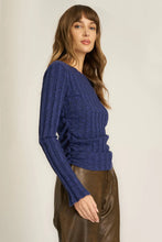 Load image into Gallery viewer, ruched long sleeve boat neck top