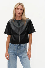 Load image into Gallery viewer, short sleeve faux leather jacket