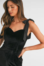 Load image into Gallery viewer, tie shoulder velvet jumpsuit