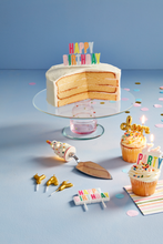 Load image into Gallery viewer, glass birthday cake stand