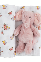 Load image into Gallery viewer, baby floral swaddle + rattle