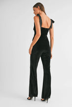Load image into Gallery viewer, tie shoulder velvet jumpsuit