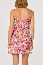 Load image into Gallery viewer, cascade ruffle floral mini dress