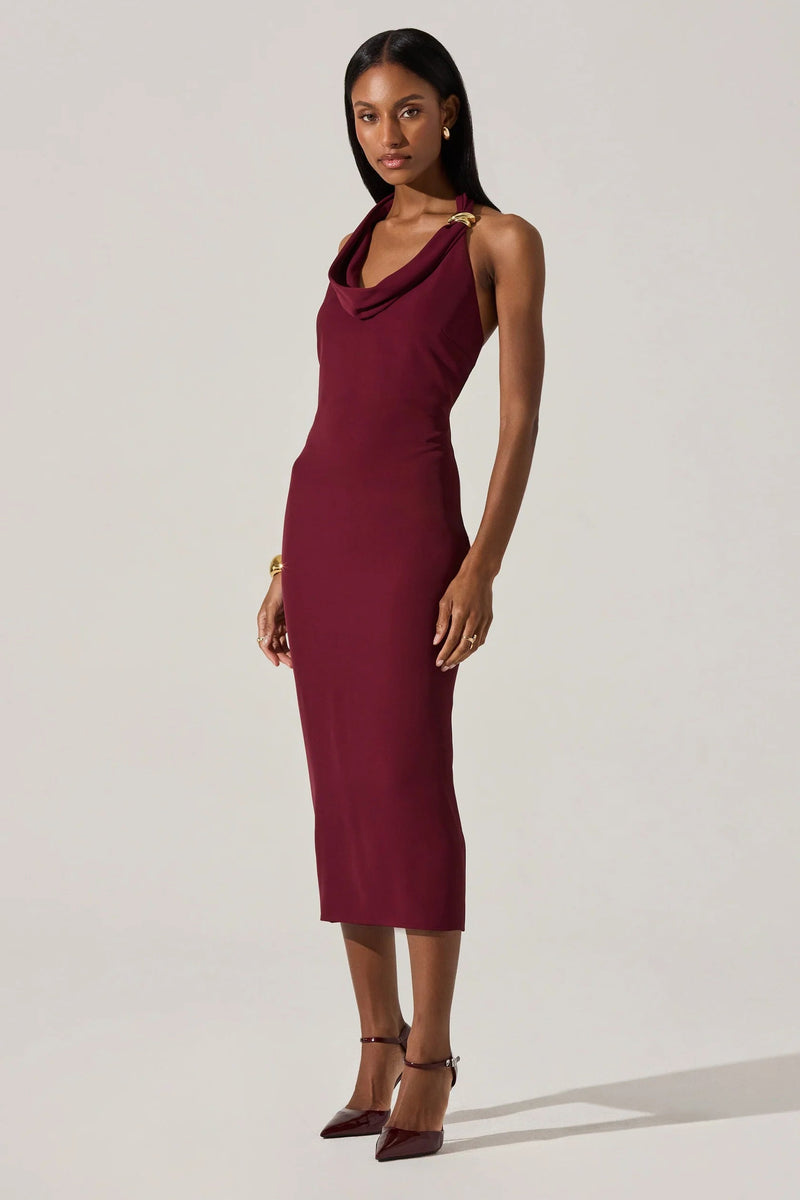 cowl halter dress