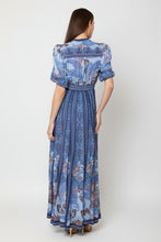 Load image into Gallery viewer, short sleeve print button long dress
