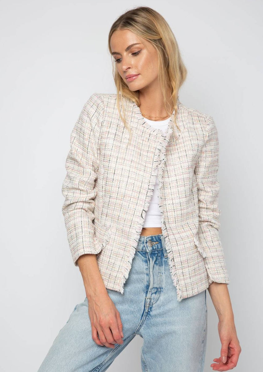 Cream on sale tweed blazer