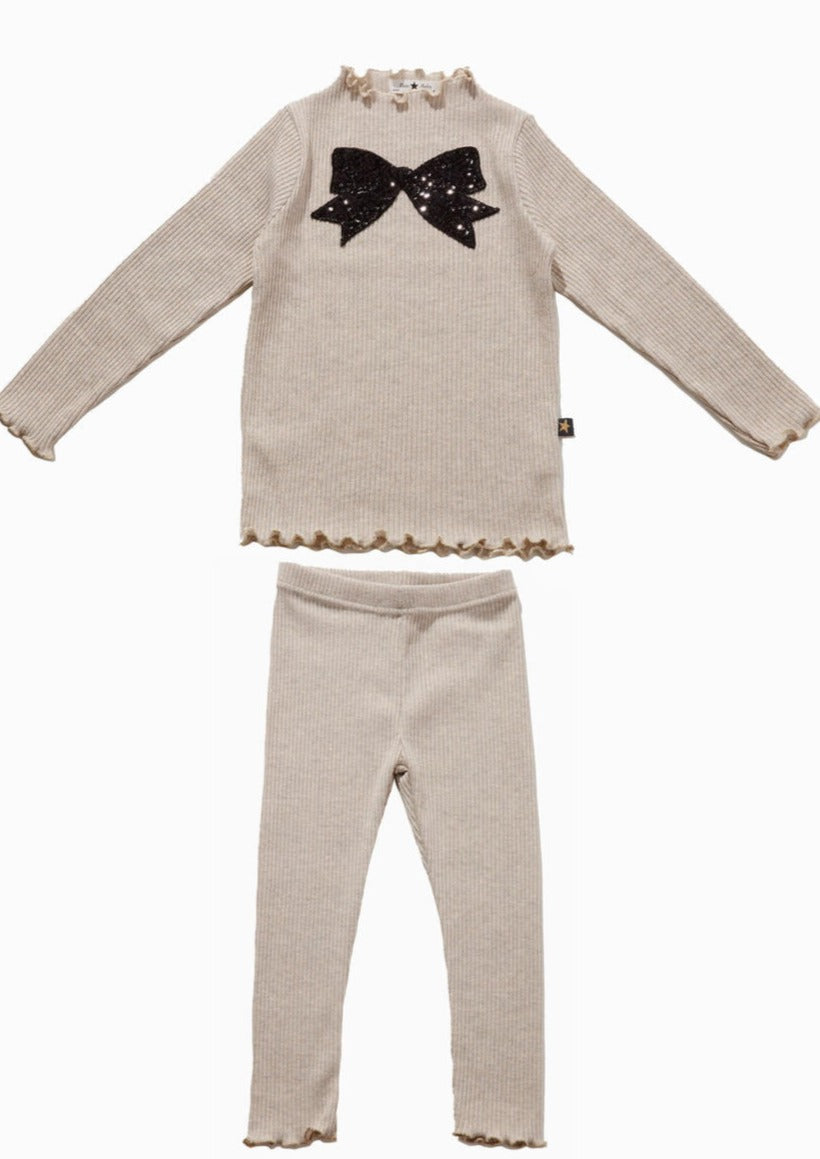 girls metallic bow rib set