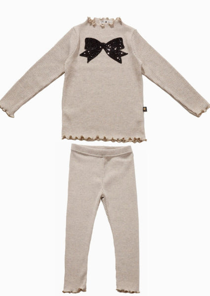 girls metallic bow rib set