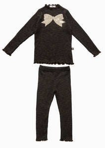 girls metallic bow rib set