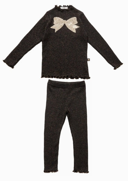 girls metallic bow rib set