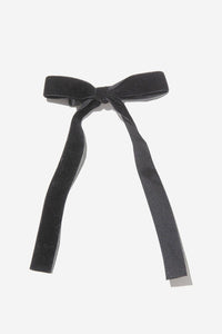 girls long velvet bow clip