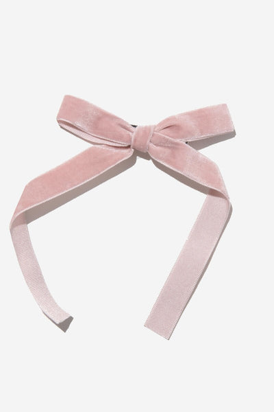 girls long velvet bow clip