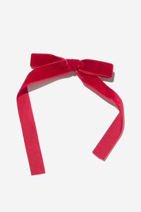 girls long velvet bow clip