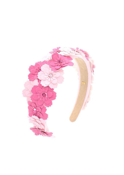 leather flowers puff headband