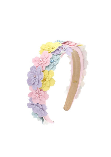 leather flowers puff headband