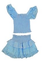 Load image into Gallery viewer, girls eyelet top + skirt set
