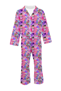 girls satin lover loungewear set